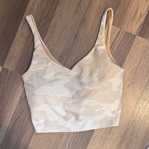 White camo workout top bra built in